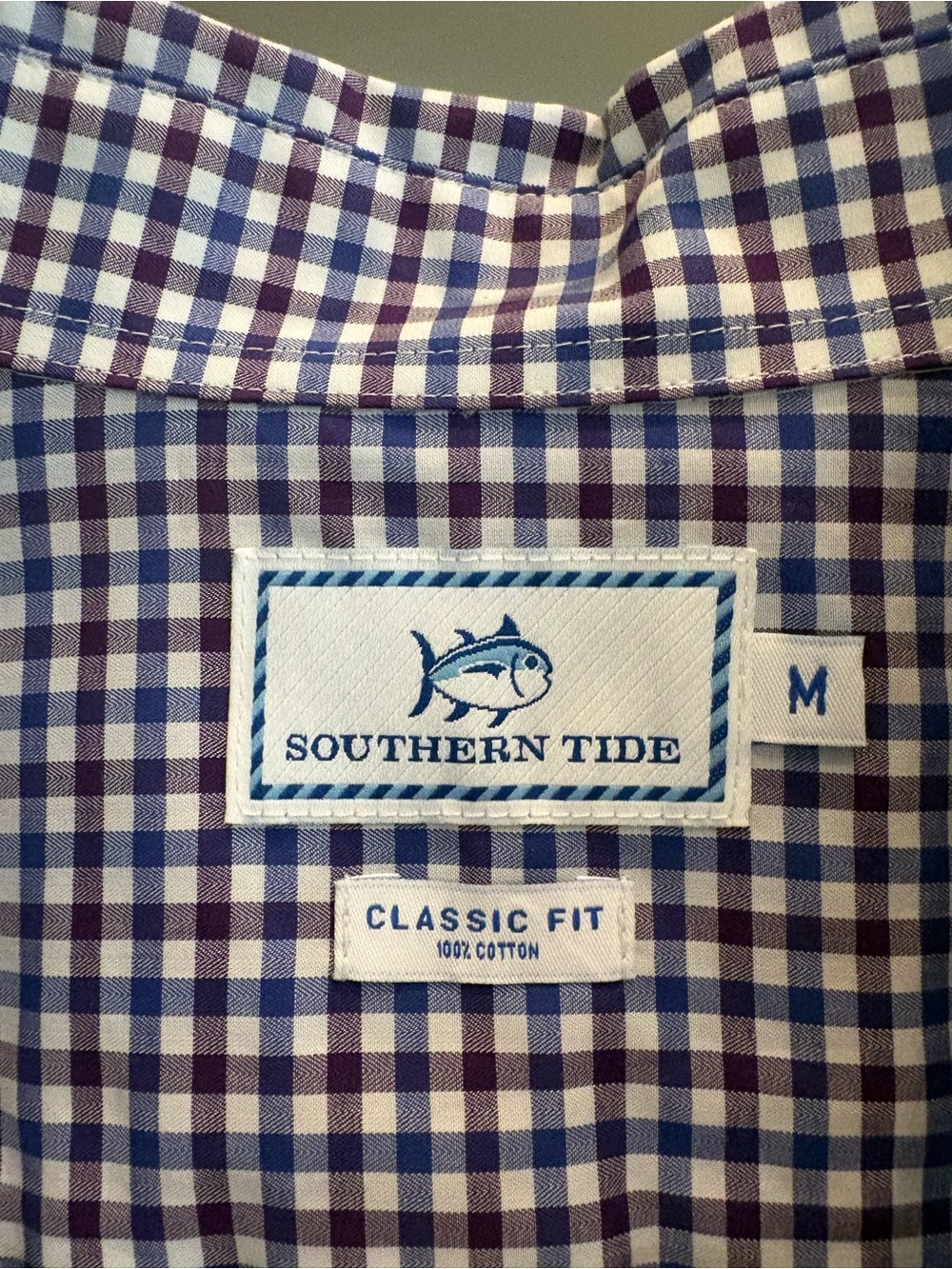 Southern Tide Classic Fit Purple, Blue & White Gingham Button-Down Shirt